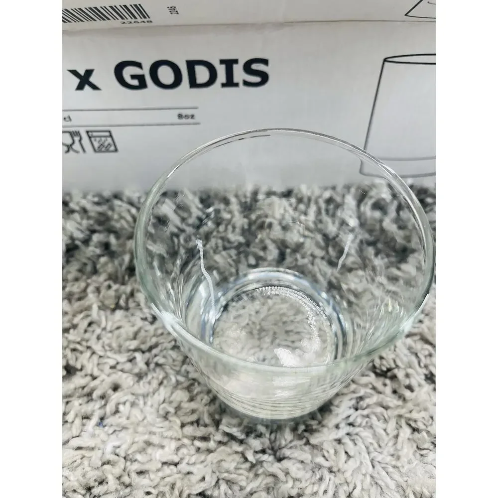 IKEA Godis Set of 6 Clear Drinking Glasses 8oz Cup 6inch #22648 Kitchen New